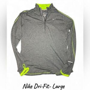 Nike Gray and Neon Green Dri-Fit Top
